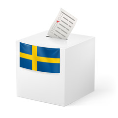 Ballot box with voicing paper. Sweden