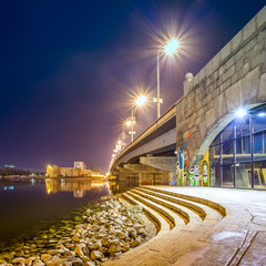 Fototapeta premium Evening Kiev on the Dnieper River