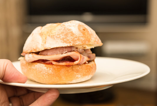 Bacon roll and TV