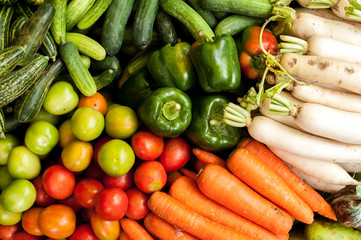 Fresh organic vegetables at asian market