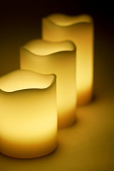 Three yellow LED candles