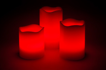 Three red LED candles