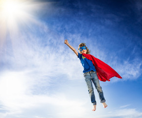 Superhero kid flying