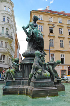 Old monument and fountain in Prague