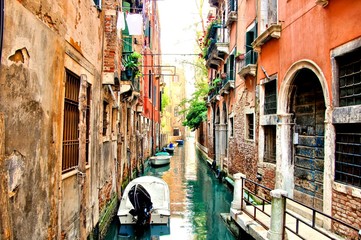 Famous picturesque canals of Venice, Italy