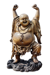 Smiling Buddha isolated on white with clipping path
