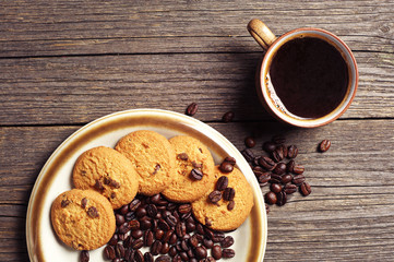 Cup of coffee and cookies
