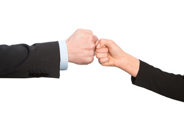 Business  fist bump isolated on white background