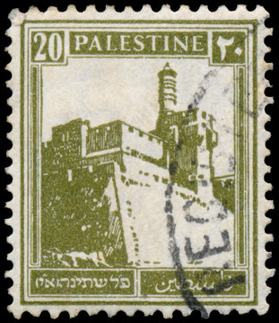 PALESTINE - CIRCA 1927: A stamp printed in Palestine shows Citad