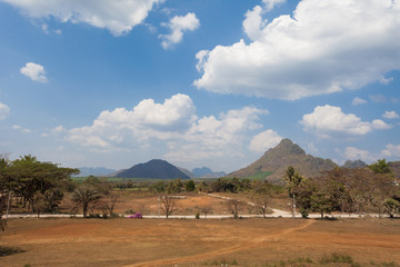 Fototapeta na wymiar dry plains and forested mountains at Myanmar