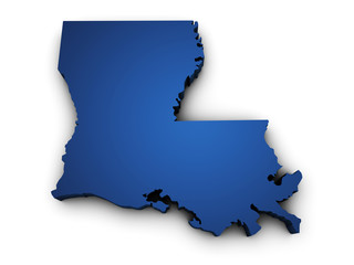 Map Of Louisiana State 3d Shape - 62005869