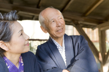 senior couple in yukata