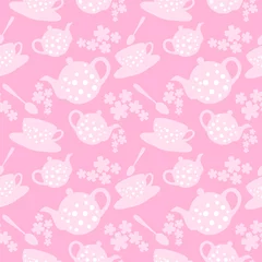 Foto op Canvas teapot and cup seamless pattern © Julie Boro