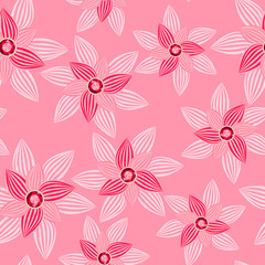 pink flower with gemstone seamless pattern