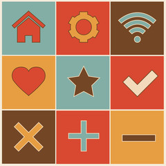 Retro Web Icons Set 1 - Flat Icons