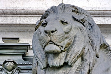 Lion, statue en bronze.