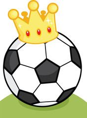 Soccer Ball With Gold Crown On Grass