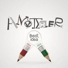 pencil light bulb 3d hand drawn graphic design ANOTHER BEST IDEA