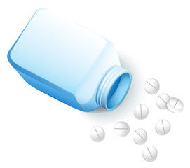 A bottle with medical tablets