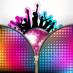Disco globe and silhouettes covered by zipper © Merlinul