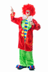 Clown zeigt nach oben