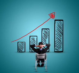 Attractive businessman showing happiness in success