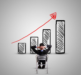 Attractive businessman showing happiness in success