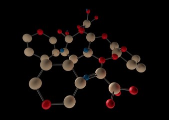Molecules spheres over black