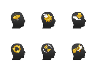 Thinking head icon set