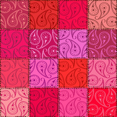 Paisley seamless pattern of patchworks