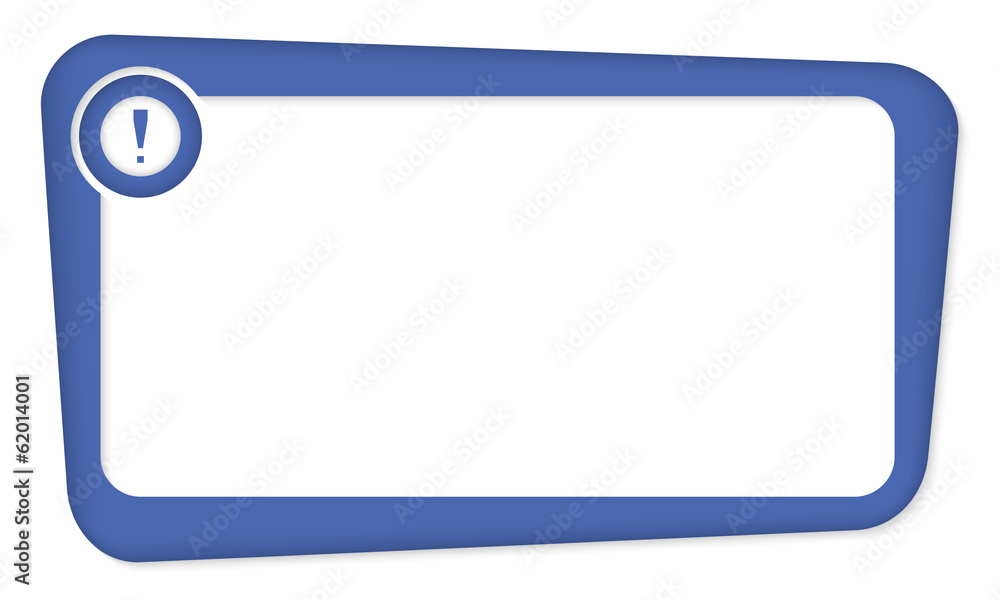 Poster blue vector box for insertion text with exclamation mark