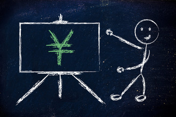 yen currency symbol in blackboard design