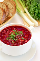 Red borscht with dill