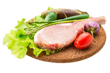 Raw t-bone steak