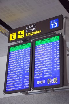 Flight information monitors, Malaga © Arena Photo UK