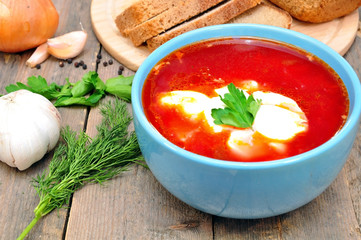 Traditional Russian-Ukrainian borscht soup