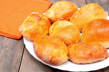 fresh home pies on a wooden table