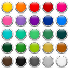 Set of colored buttons on a white background