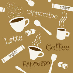 Seamless coffee and sugar pattern