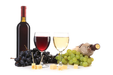 Composition of wine bottle and glass.