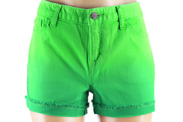 Green women jeans shorts.