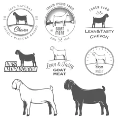 Deurstickers Set of boer goat labels, badges and design elements © ivanbaranov