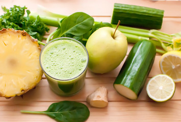 healthy green detox juice - obrazy, fototapety, plakaty