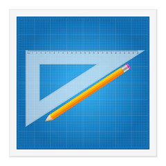 blueprint and ruler instruments