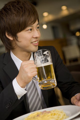 businessman with beer mug