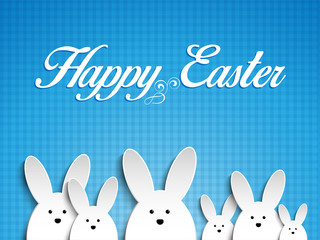 Obraz na płótnie Canvas Happy Easter Rabbit Bunny on Blue Background
