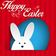 Happy Easter Rabbit Bunny on Red Background