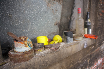 Bottles on windowsill