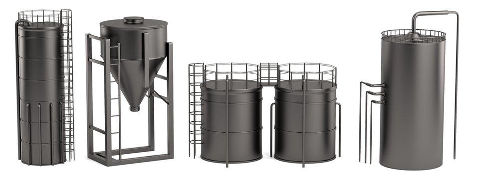 realistic 3d render of silos
