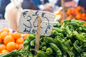 Peppers on a market